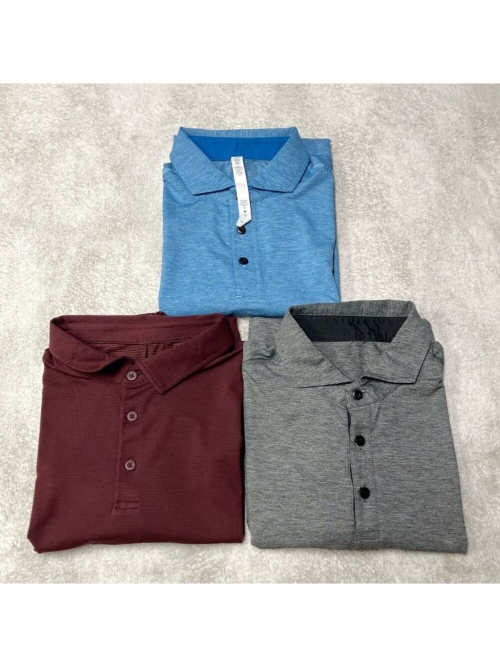 Lululemon Evolution Polo Shirt Lot of 3 Blue Maroon Gray Golf Mens Large
